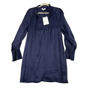Witchery Womens Dress Silk Blend Lined Size 8 Navy Pockets Satiny Silk